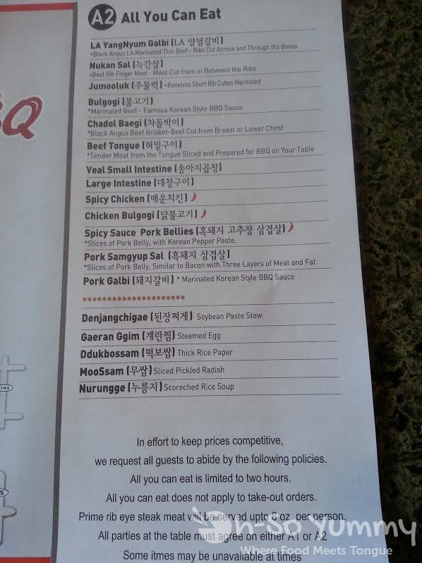 A2 menu at Manna BBQ A2 menu at Manna BBQ