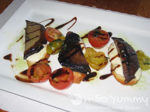 McCormick and Schmick's Portobello, Fresh Mozzarella on Crostini with Tomato Salad McCormick and Schmick's Portobello, Fresh Mozzarella on Crostini with Tomato Salad