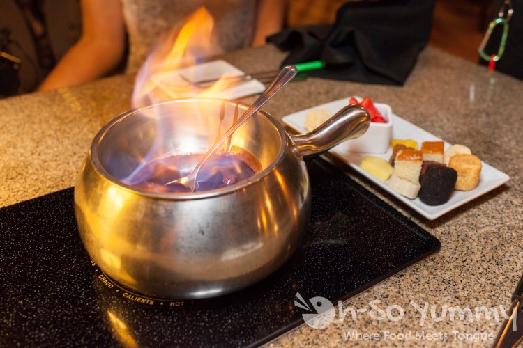 flaming turtle chocolate fondue at The Melting Pot of San Diego - La Jolla flaming turtle chocolate fondue at The Melting Pot of San Diego - La Jolla