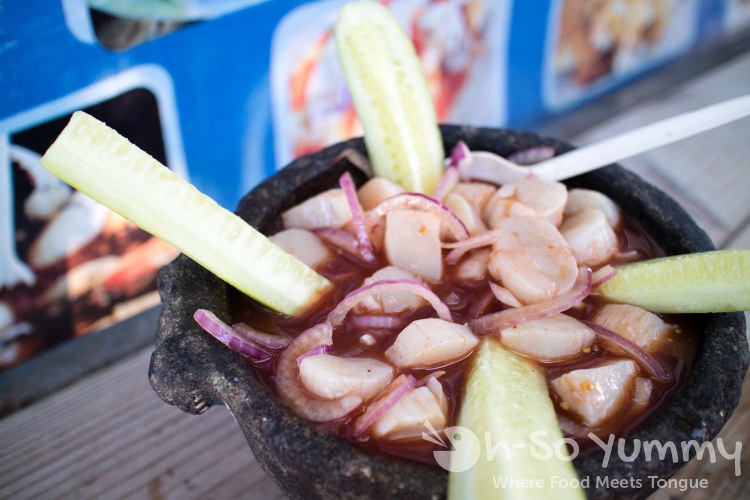 fresh scallops from Mariscos Ruben truck in Tijuana, B.C., Mexico fresh scallops from Mariscos Ruben truck in Tijuana, B.C., Mexico
