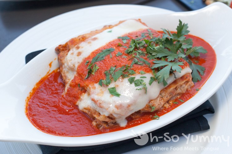 Chef's homemade lasagna at Nick and G's in Rancho Santa Fe, California Chef's homemade lasagna at Nick and G's in Rancho Santa Fe, California