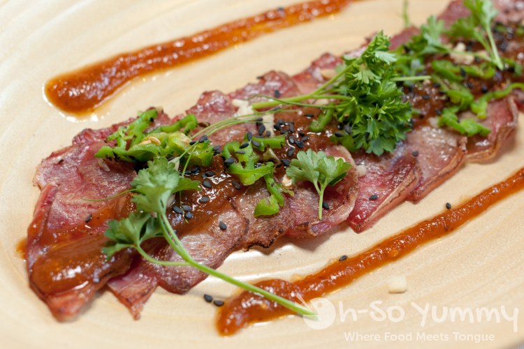 tataki new york strip steak at Pacifica Del Mar seafood restaurant tataki new york strip steak at Pacifica Del Mar seafood restaurant
