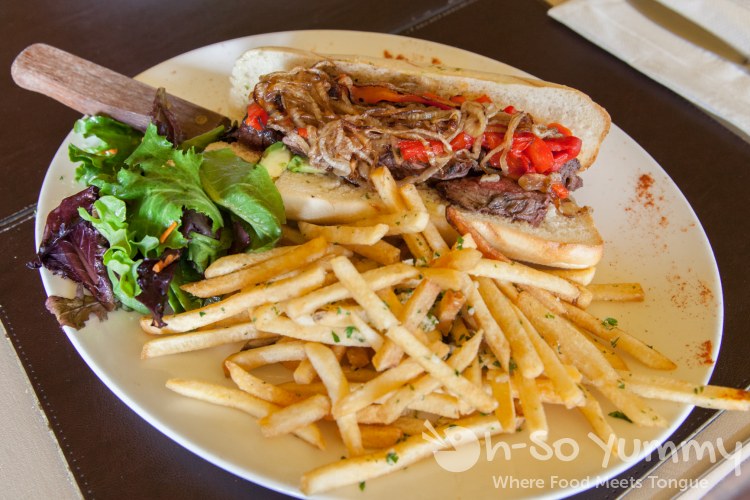 open faced skirt sandwich at Pampas Argentine Grill open faced skirt sandwich at Pampas Argentine Grill