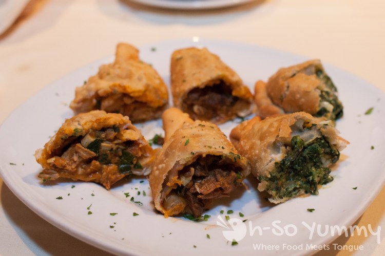 beef, chicken and spinach/cheese empanadas at Puero La Boca in San Diego beef, chicken and spinach/cheese empanadas at Puero La Boca in San Diego