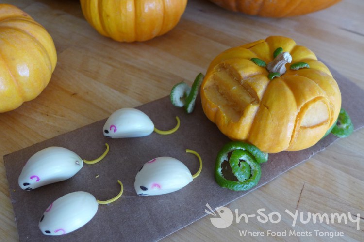 Cinderella Pumpkin Carriage and Garlic Mice for Halloween OhSo Yummy