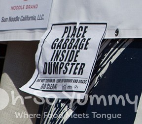 Ramen Yokocho 2014 - place garbage inside dumpster sign Ramen Yokocho 2014 - place garbage inside dumpster sign