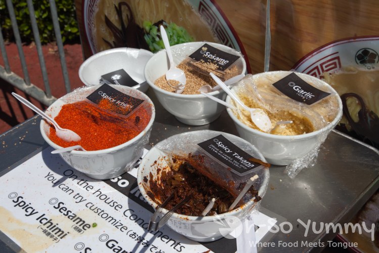 Ramen Yokocho 2014 - Tsujita Tokyo condiments Ramen Yokocho 2014 - Tsujita Tokyo condiments