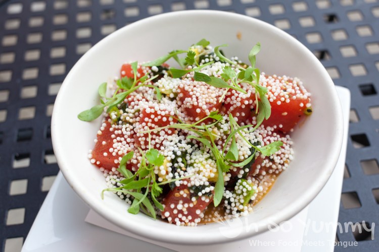 watermelon poke at Red Card Cafe in San Diego California watermelon poke at Red Card Cafe in San Diego California