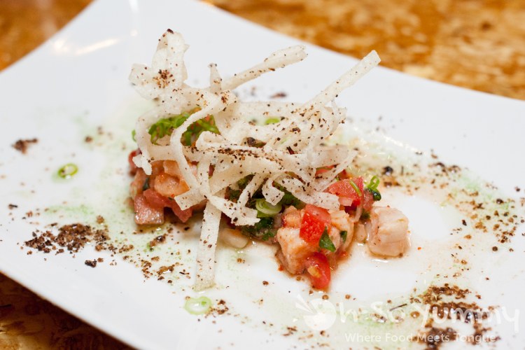 Wild Local Halibut and Watermelon Ceviche at Saiko Sushi in North Park Wild Local Halibut and Watermelon Ceviche at Saiko Sushi in North Park