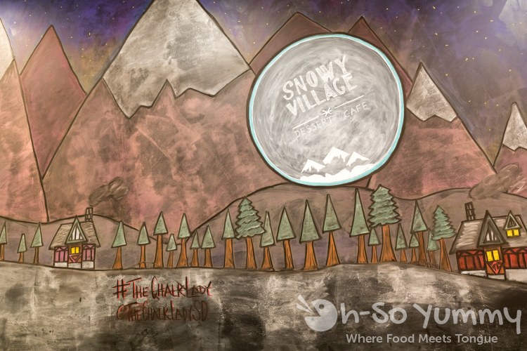 chalk mural in San Diego Snowy Village in Mira Mesa chalk mural in San Diego Snowy Village in Mira Mesa