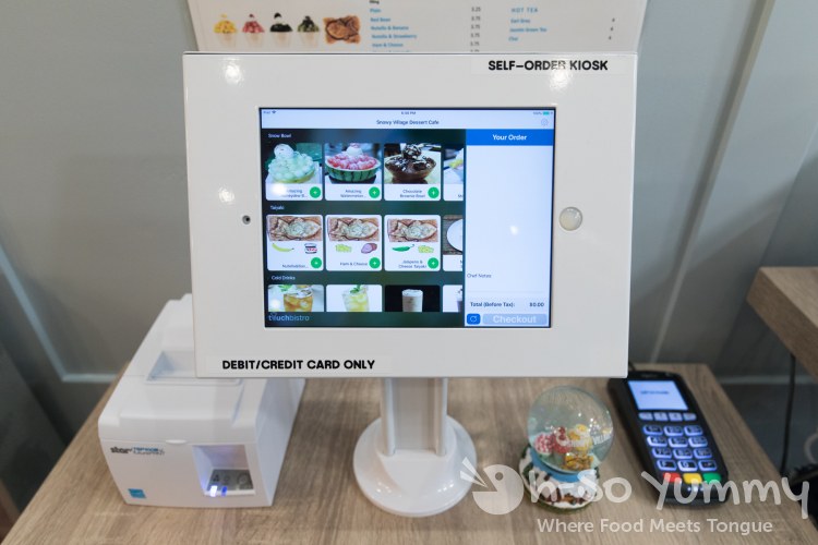 self order kiosk at San Diego Snowy Village in Mira Mesa self order kiosk at San Diego Snowy Village in Mira Mesa