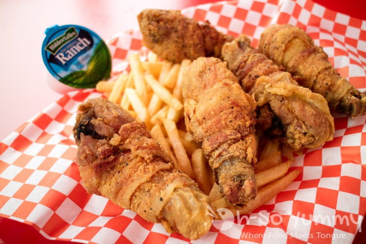 bacon wrapped chicken legs at San Diego Fair 2017 Where the West is Fun bacon wrapped chicken legs at San Diego Fair 2017 Where the West is Fun