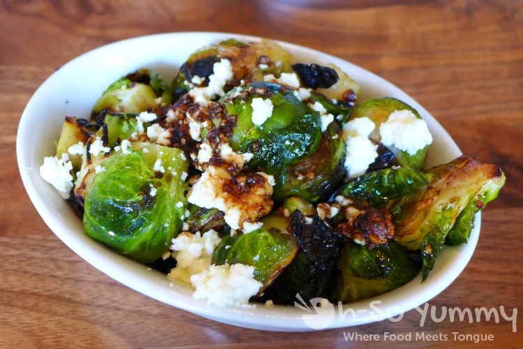 Roasted Brussel Sprouts with balsamic and feta at Sea and Smoke restaurant Roasted Brussel Sprouts with balsamic and feta at Sea and Smoke restaurant