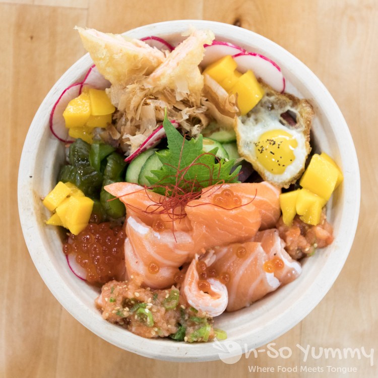Salmon 360 Donburi at Single Fin Kitchen inside Atlas Market in Poway Salmon 360 Donburi at Single Fin Kitchen inside Atlas Market in Poway