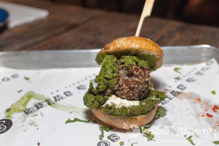 quinoa meatball slider at Soda and Swine in San Diego quinoa meatball slider at Soda and Swine in San Diego