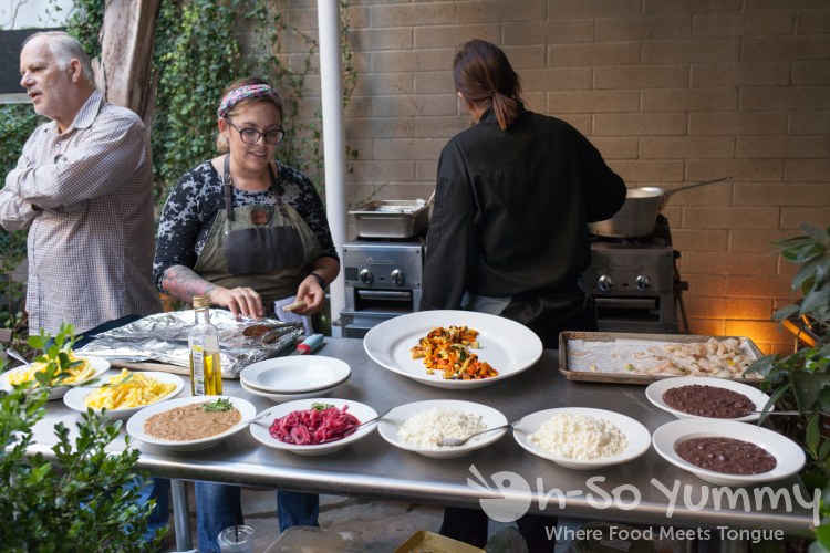 Chef Claudette Wilkins Zepeda and Chef MJ Testo at the grill Chef Claudette Wilkins Zepeda and Chef MJ Testo at the grill