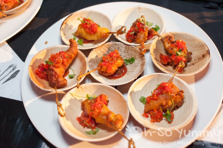 Crow Bar shrimp corn dogs at food jazz and wine event Crow Bar shrimp corn dogs at food jazz and wine event