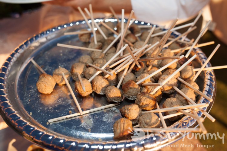 DJ Seals Catering beef meatballs at food jazz and wine event DJ Seals Catering beef meatballs at food jazz and wine event