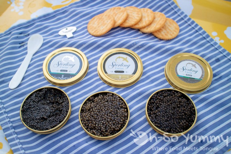 Sterling Caviar Classic, Royal and Supreme paired with Ritz crackers Sterling Caviar Classic, Royal and Supreme paired with Ritz crackers