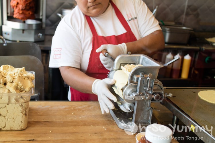 fresh made corn tortillas at The Taco Stand in North Park of San Diego fresh made corn tortillas at The Taco Stand in North Park of San Diego