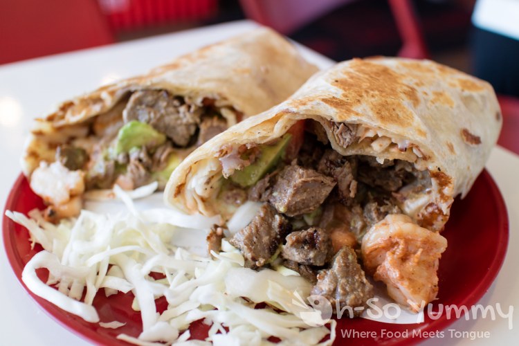 tierra y mar burrito at The Taco Stand in North Park of San Diego tierra y mar burrito at The Taco Stand in North Park of San Diego