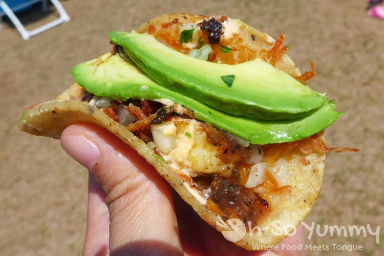 grilled gourmet taco with shrimp at Harborfest Tacos and Spirits grilled gourmet taco with shrimp at Harborfest Tacos and Spirits