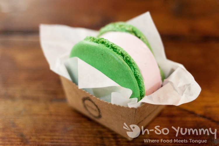 macaron sandwich with strawberry ice cream at Taegukgi Korean BBQ macaron sandwich with strawberry ice cream at Taegukgi Korean BBQ