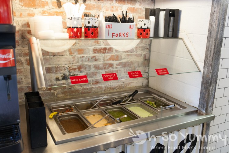 salsa bar at The Taco Stand in Encinitas salsa bar at The Taco Stand in Encinitas