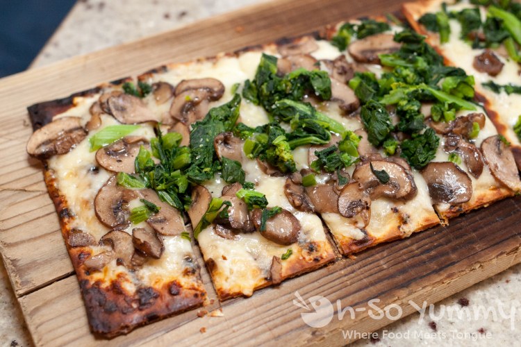rapini and mushroom flatbread at Tidal seasonal craft and catch in San Diego rapini and mushroom flatbread at Tidal seasonal craft and catch in San Diego