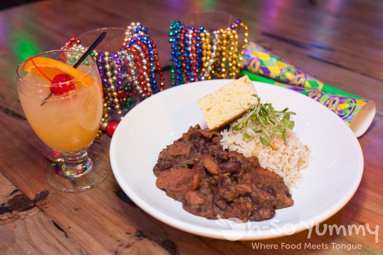 Mardi Gras: Hurricane cocktail or Rice and Beans at Tin Roof in downtown San Diego Mardi Gras: Hurricane cocktail or Rice and Beans at Tin Roof in downtown San Diego