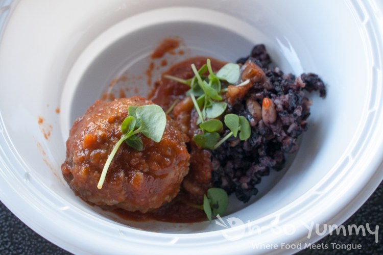 Taste of North Park 2014 - meatball and rice at West Coast Tavern Taste of North Park 2014 - meatball and rice at West Coast Tavern