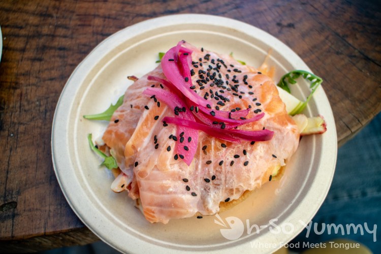 Salmon Tostada at Tostadas North Park in San Diego Salmon Tostada at Tostadas North Park in San Diego