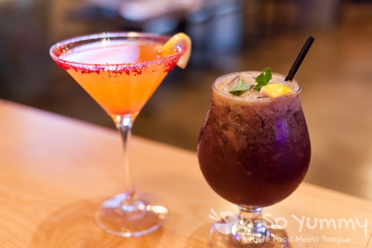 Blueberry Cucumber Cocktail and Strawberry Sojutini at Trade Winds Tavern gastropub in Convoy Blueberry Cucumber Cocktail and Strawberry Sojutini at Trade Winds Tavern gastropub in Convoy