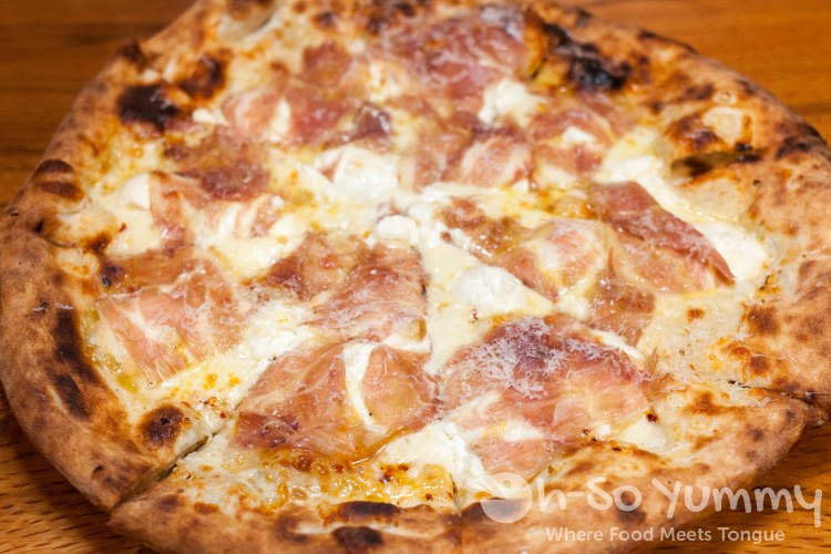 Biancoverde with prosciutto di parma at Tribute Pizza in San Diego Biancoverde with prosciutto di parma at Tribute Pizza in San Diego