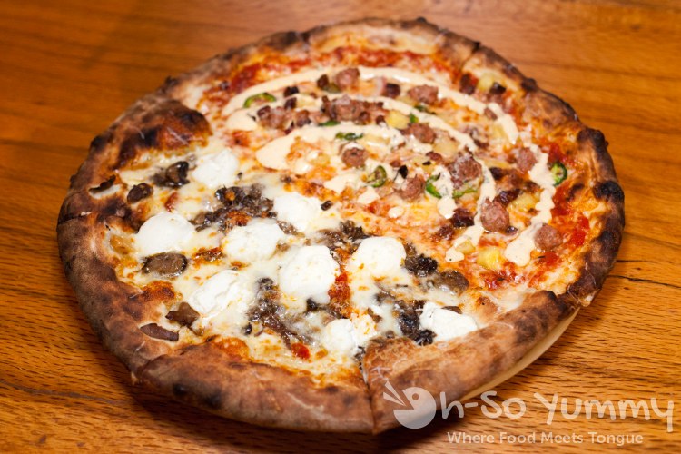 Half and Half pizza at Tribute Pizza in San Diego Half and Half pizza at Tribute Pizza in San Diego