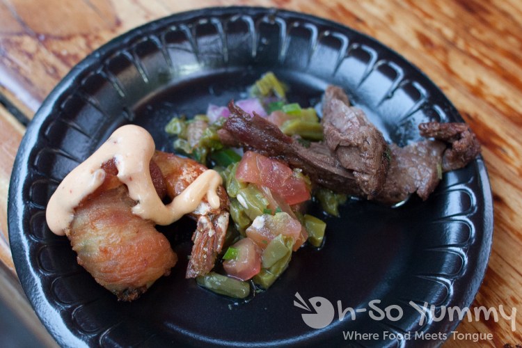 Taste of Old Town 2014 - ensalada de nopales (cactus salad) and mar y tierra (surf and turf) at Casa de Reyes Taste of Old Town 2014 - ensalada de nopales (cactus salad) and mar y tierra (surf and turf) at Casa de Reyes