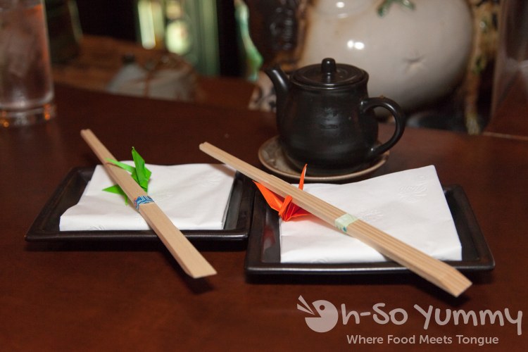 chopsticks and cranes at Yu Me Ya Sake House chopsticks and cranes at Yu Me Ya Sake House