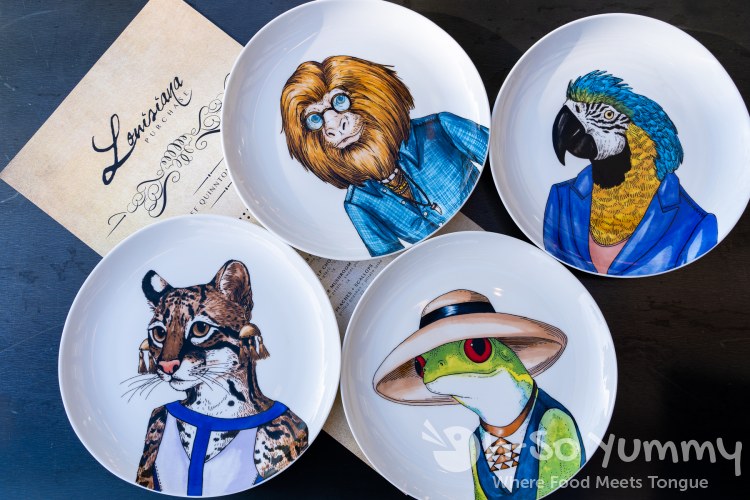 unique character plates at Louisiana Purchase in San Diego unique character plates at Louisiana Purchase in San Diego
