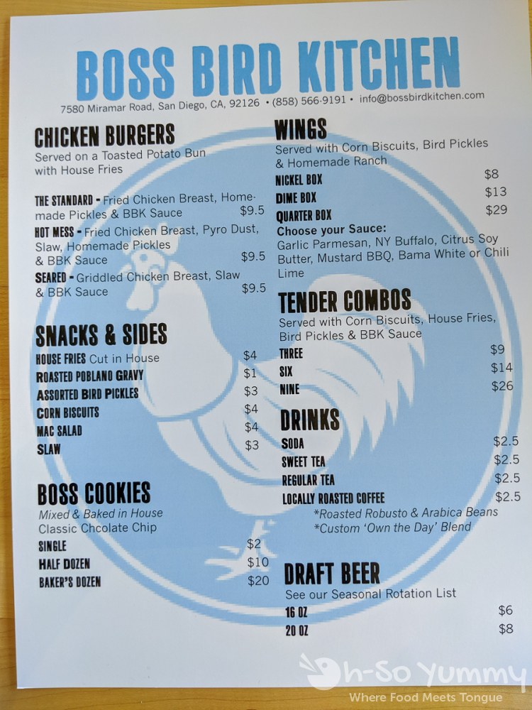 Boss Bird Kitchen Menu Boss Bird Kitchen Menu