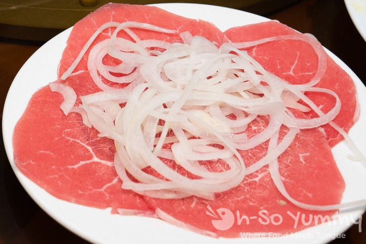 Beef slices for soup portion of Bo 7 Mon at Phuong Trang in San Diego Beef slices for soup portion of Bo 7 Mon at Phuong Trang in San Diego