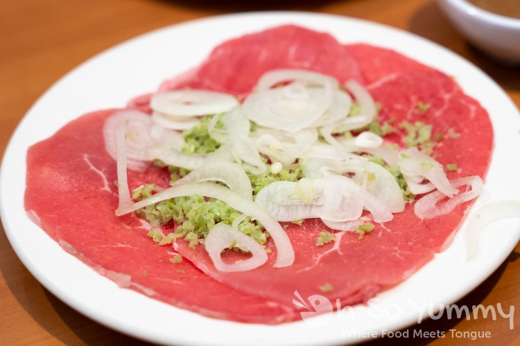Beef slices for saute portion of Bo 7 Mon at Phuong Trang in San Diego Beef slices for saute portion of Bo 7 Mon at Phuong Trang in San Diego