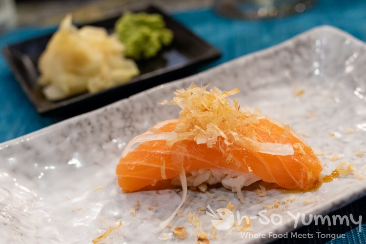 Norwegian salmon course during omakase at Too Sushi Project Norwegian salmon course during omakase at Too Sushi Project