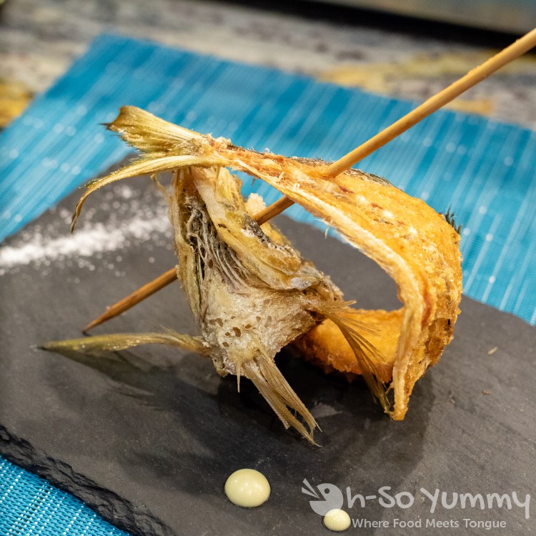 Spanish mackerel (fried) course during omakase at Too Sushi Project Spanish mackerel (fried) course during omakase at Too Sushi Project