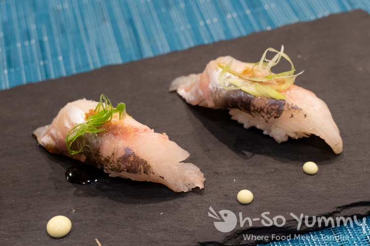 Spanish mackerel course during omakase at Too Sushi Project Spanish mackerel course during omakase at Too Sushi Project