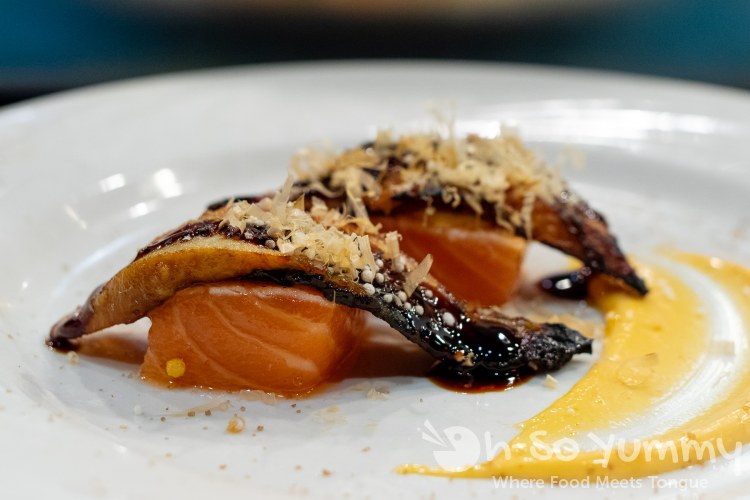 Norwegian salmon and River eel course during omakase at Too Sushi Project Norwegian salmon and River eel course during omakase at Too Sushi Project