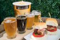 flight of Stone Brewing Co. beers and sliders at ArcLight on Tap in La Jolla CA